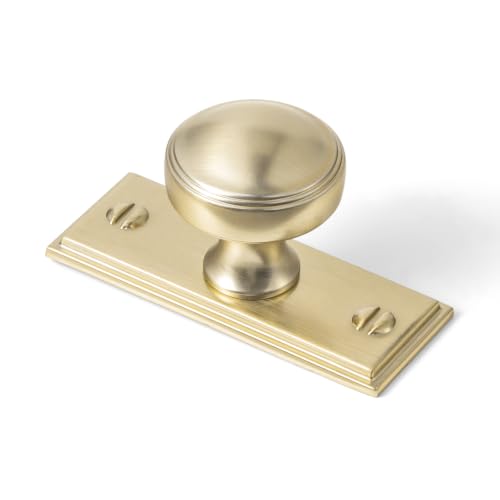 Goo-Ki 6 Pack Champagne Bronze Zinc Alloy Cabinet Knobs with Backplate Solid Hardware - Modern Drawer Knobs Single Hole Kitchen Cabinet Pulls with Backboard/Spacer,2171UBR-G015-6