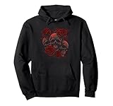 Red Roses with a Skull Floral Flower Pullover Hoodie