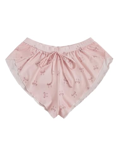 Image of MakeMeChic Women's Pajama Bottoms Floral Print Tie Front Micro Short Side Slit Summer Lounge Shorts
