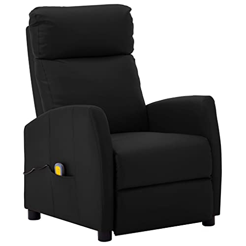 vidaXL Fauteuil de Massage Inclinable TV Fauteuil de Relaxation Electrique Shiatsu Salon Salle de Séjour Maison Intérieur Noir Similicuir