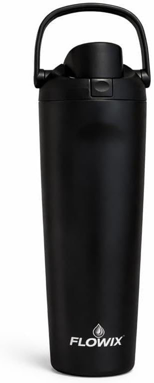 FLOWIX 30oz Insulated Stainless Steel Water Bottle with Straw Lid, Leak-Proof, BPA Free, Reusable Sports Bottle – Purple (DARK BLUE)