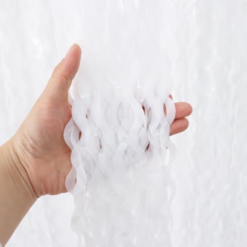 Image of TONIFUL 2Pcs Wavy White Metallic Tinsel Foil Fringe Curtains Streamers