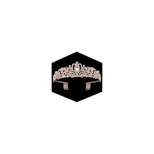 Image of Fesciory Birthday Crown for Women, Gold Plated Crystal Tiara with Sash