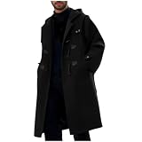 Men's Wool Toggle Duffle Coat Long Sleeve Pocket Hoodies Winter Coat with...