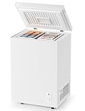5.0 Cu.Ft Chest Deep Freezer with 2 Removable Baskets - Energy Efficient Ultra-Quiet and 6 Temp Manual Defrost - Free Standing Top Open Door for Home Garage Basement - White