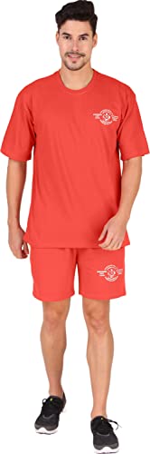Image of London Hills Cotton Blend Casual Round Neck Co-ord Set for Men's Half Sleeve Oversized T-Shirt and Shorts, Printed Casual Sleepwear & Loungewear Nightdress Night Suits Set