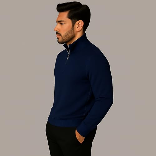 Image of Mack Jonney Men's Fleece Half-Zip High Neck Sweatshirt | Warm & Stylish Winter Wear -M4380