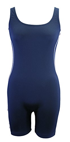 Adoretex Women's Polyester One-Piece Swim Legsuit Unitard Swimsuit (FP003) - Navy - 8