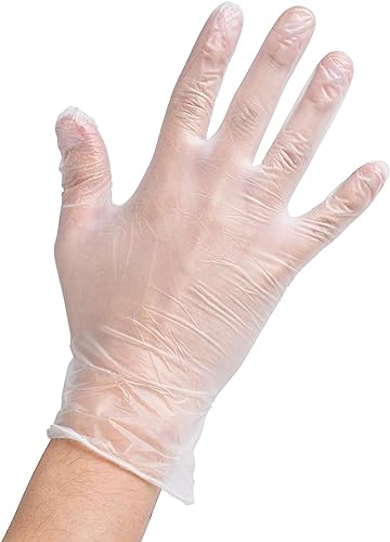 Whitedrop 50 guantes de plástico transparente desechables seguros para alimentos, guantes de peluquería, guantes de vinilo, guantes de trabajo para servicio de alimentos, cocina, limpieza,