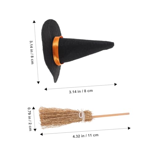 Ensemble de décorations d'Halloween avec mini chapeau de sorcière et balai - 7