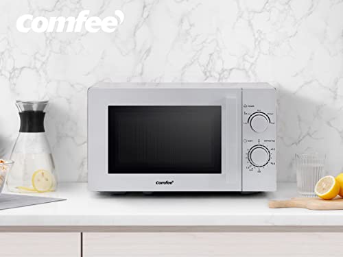 Comfee-Microondas-CMSN-20-si-con-5-niveles-de-potencia-iluminacion-interior-facil-descongelacion-plato-giratorio-de-360-dos-reguladores-20-L-700-W-color-plateado
