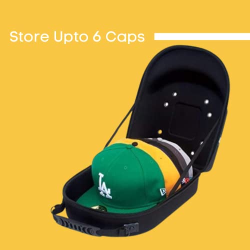 Homiegear Hat Carrier Case For 6 Caps | Water Resistance Quality Crush Proof Neoprene Cap Carrying Bag | Cap Storage For Caps With Easy To Carry Handle (Black) #TOP1