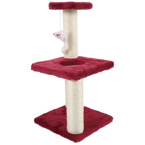 Poste rascador vertical para gatos con sisal y torre de 3 niveles miniatura 1