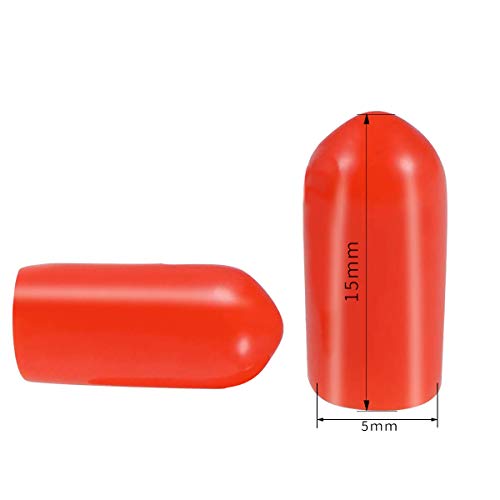 Screw Thread Protectors, PVC Rubber Round Tube Bolt Cap Plastic End Cap Cover Thread Protectors Red, Inner Dia 5mm? 100 Pcs - Image 2
