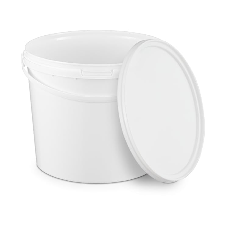 BenBow Eimer mit Deckel 5l weiß 1x 5l - lebensmittelecht stabil luftdicht auslaufsicher geruchsneutral - Plastikeimer mit Henkel - leer
