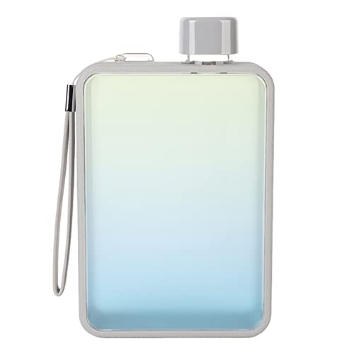 13OZ Flat Water Bottle, A5 Portable Travel Mug, Handbag Slim Cold Flask, Flat Water Bottle, Unique Gradient Design, for Outdoor Sports Camping Gym Cycling Hiking (Gradient Gray)