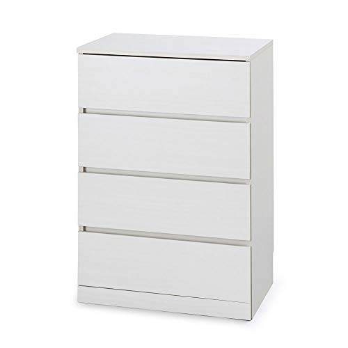 アイリスオーヤマ チェスト タンス スライドレールでスムーズ開閉 引き出し 木製 オフホワイト 幅約59×奥行約39×高さ88cm 4段 WCH590 取っ手のないシンプルなデザイン 小さなお子様も安全