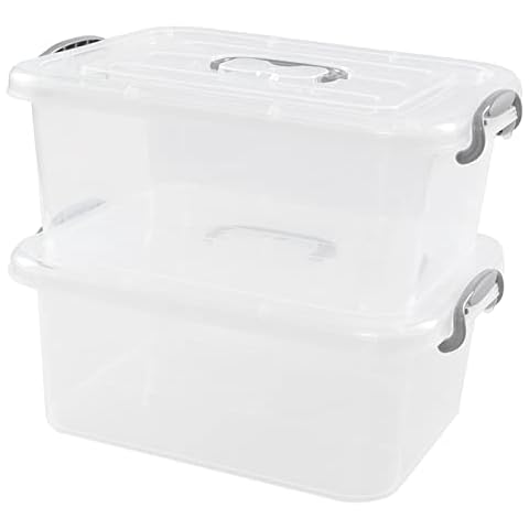 HOMMP 1.5 Liter Mini Clear Plastic Storage Box, Plastic Latching Box with Lid, 6-Pack, F Cover