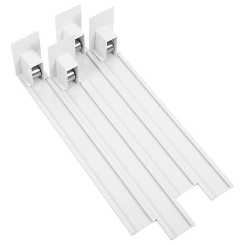 Hemobllo Soporte Empujador Automático para Estantes de 300-310 Mm, Sistema de Riel Integrado, Dispensador Deslizante para Latas de Refresco, 4 Unidades Blancas, Adecuado para Supermercados