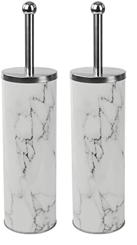 Home Basics White Faux Marble Bathroom Accessory (Toilet Brush) (Pack of 2)