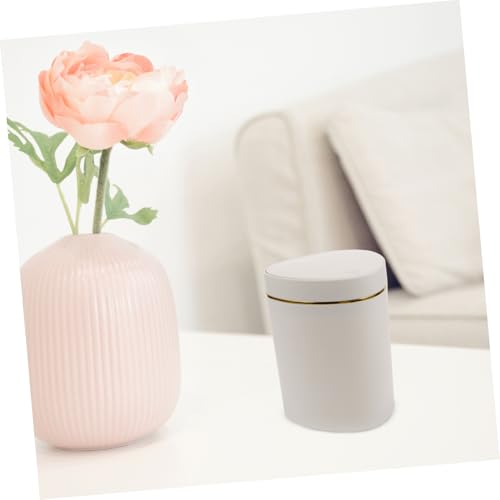 Mini papelera de mesa blanca con tapa de presión miniatura 5
