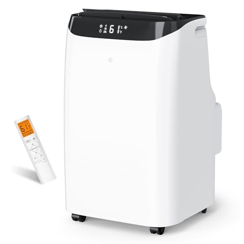 12000 BTU Portable Air Conditioners, Cools Up to 500 Sq.Ft, Free standing AC Unit, Cooling, Dehumidifier, Fan, Sleep Mode, Remote Control & Installation Kit, White