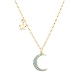 Turquoise Crescent Moon Pendant Necklace 18k Gold Chain Star Choker Dainty Layering Jewelry for Wome
