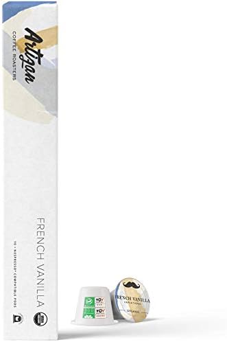 Artizan Coffee USDA Organic Espresso Coffee Capsules For Nespresso Original | French Vanilla Flavored | 10 Compatible Compostable Pods