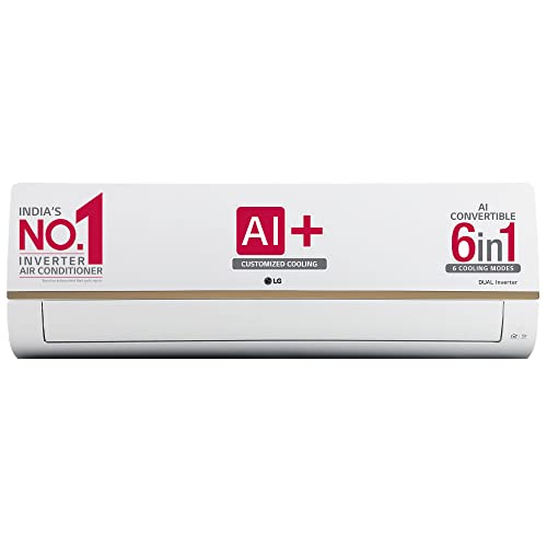Image of LG 1 Ton 5 Star AI+ DUAL Inverter Wi-Fi Split AC (Copper, Super Convertible 6-in-1 Cooling, HD Filter with Anti-Virus Protection, 2023 Model, RS-Q14GWZE, White)