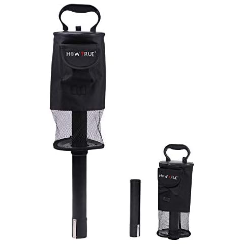HOW TRUE Golf Ball Retriever, Portable Shag Bag Golf Ball Pick Up with Removable Plastic Tube, Pocket Shagger Storage, Black Cover