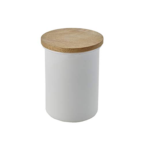 富士ホーロー 木蓋キャニスター (ホワイト)