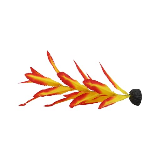 Image of Silk Aquarium Plants for Betta Fish Tank, 2 Pcs 7.8 Inch Small Silk Aquarium Plant Aquatic Water Grass Decoration (Yellow-Red, 8 Inch)