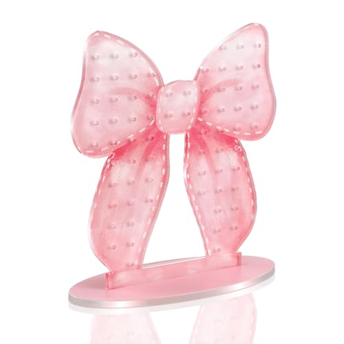 RattanView Pink Bow Acrylic Earring Holder Organizer 70 Holes/35 Pairs Earring Display Stand & Storage Rack with Solid Base Jewelry Organizer Gifts for Girls and Women