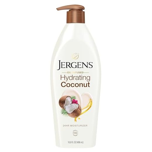 Jergens Hydrating Coconut Body Moisturizer, Infused with Coconut Oil and Water for Long-Lasting Moisture, Hydrates Dry Skin Instantly, 16.8 FL OZ, Dermatologist Tested (Packaging May Vary)