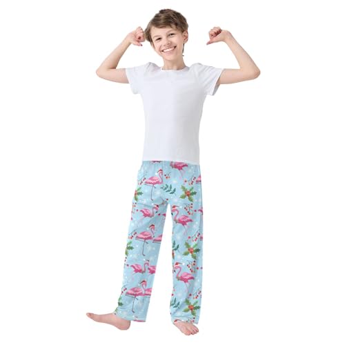 Boys' Pants Christmas Xmas Flamingo Long Bottoms Jogger Pants Elastic Waist Trousers with Pockets S-XL2