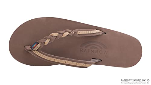 Rainbow Sandals Women’s Flirty Braidy Premier Leather W/Single Braided Strap, Expresso/Sierra Brown, Ladies 10/9.5-10.5 B(M) Us #TOP2