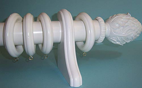 2 inch Solid Wood Pole Rings for Window Drapes, White Finish