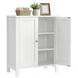 VASAGLE Armario de Baño, con 2 Estantes Ajustables, Gabinete con 2 Puertas, 30 x 60 x 80 cm, 30 x 60 x 80 cm, Blanco...