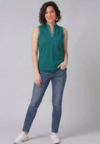Image of Wear Your Opinion Mandarin Collar Sleeveless T Shirt for Women Top