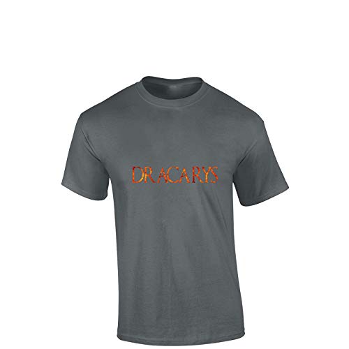 Image of Crown Designs Dracarys Fantasy TV Show Inspired Premium Quality Regular Fit T-Shirt Top for Men and Teens - Charcoal/Medium