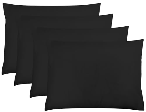 ZPECC Black Pillow Cases Queen Size Set of 4, 20x30 Envelope Closure Pillowcases, Soft Plain Brushed Microfiber Covers Hypoallergenic Breathable