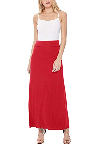 Women's Maxi Length High Waist Foldable Waistband Loose Fit Solid Skirt Made in USA4
