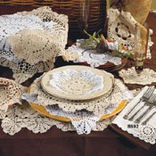 Fennco Styles Handmade Crochet Lace 12-inch Cotton Doilies - 2-Pack (Round, Beige)