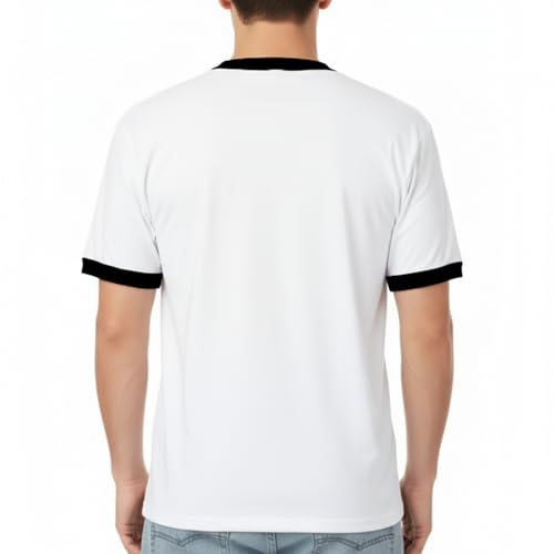 DIRTYRAGZ Men's Vote for Pedro T-Shirt, Napoleon Dynamite Costume Merchandise for Halloween, Graphic Ringer Tee Men Shirt, XL White
