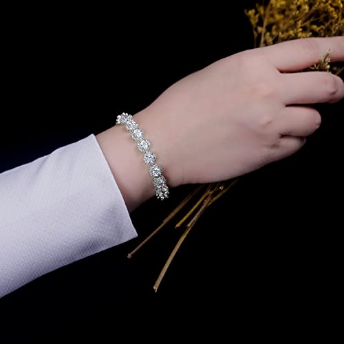 Gemsme Tennis Bracelet for Women 1 Row 18K Yellow Gold/White Gold Plated 5mm Round Cubic Zirconia Bracelets 6.5-8.5 inch3