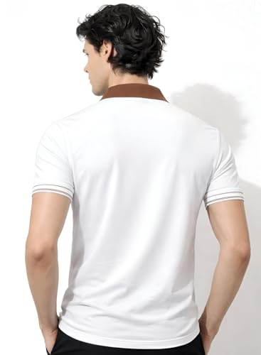 Image of Mens Premium Cotton Polo T-Shirt | 220 GSM Soft Fabric | Casual Stylish Look | Zipper Polo Design Snow White Polo T Shirt | Polo Tshirt for All-Day Wear