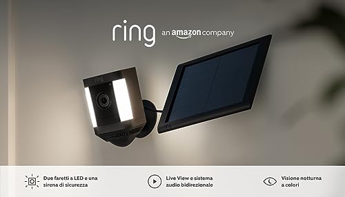 Ring videocamera Plus con faretti a energia solare (Spotlight Cam Plus) | Telecamera di sorveglianza per esterno con video HD, audio bidirezionale, fai-da-te | Ring Home: 30 gg. prova gratuita - Vista 8