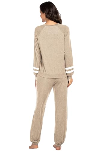 Image of Ekouaer Sweatsuits Womens Loungewear Set Tracksuit Long Sleeve Pajamas Set with Pockets 2 Piece Outfits Lounge Sets