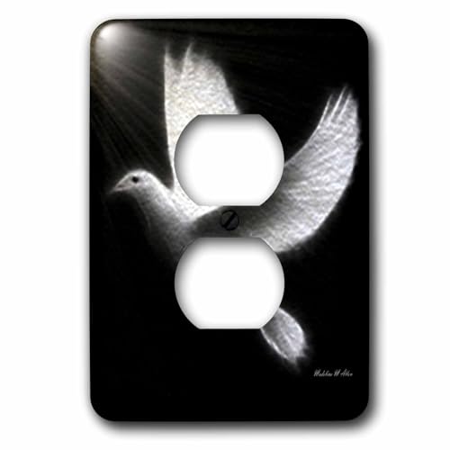 Fractalius Dove oiseau noir blanc cache-prise double multicolore 15,2 cm - 2