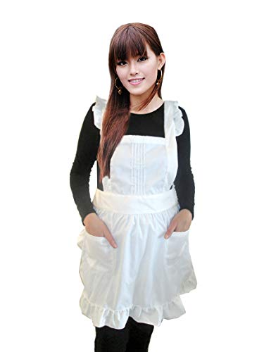 IB-ON Apron for Women & Girls with Pockets Sizes S-XL White Custom Printable